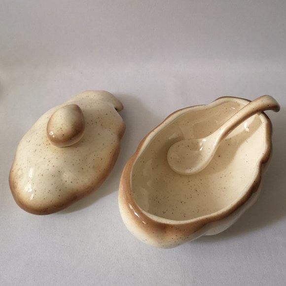 Vintage Studio Art Ceramic Potato Sour Cream Covered Dish with Spoon - Picture 3 of 4